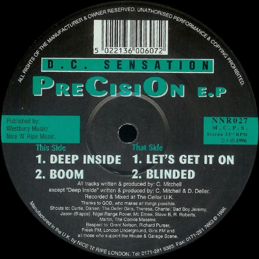 DC Sensation - Precision E P feat Deep inside / Lets get it on / Boom / Blinded (12" Vinyl Record)