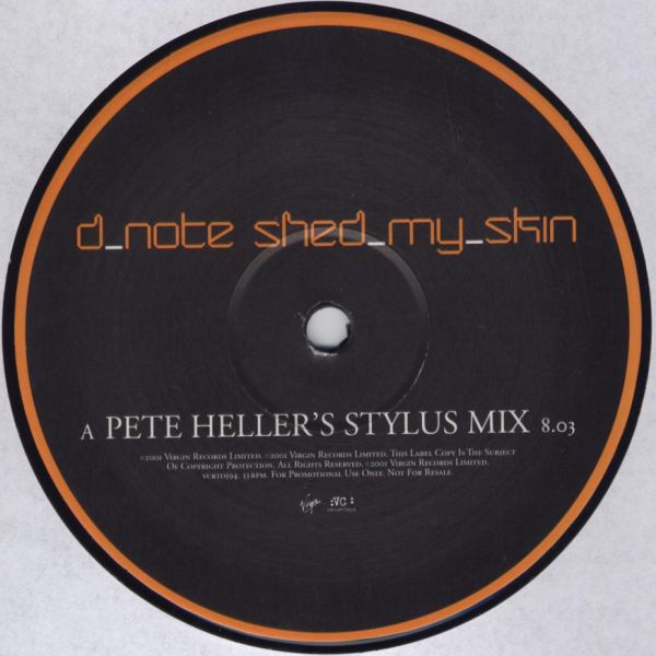D Note - Shed my skin (Pete Heller Stylus mix / Pete Heller Stylus Dub) 12" Vinyl Record Promo