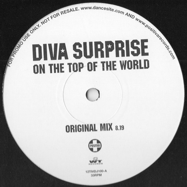 Diva Surprise - On top of the world (Original mix / Sharp Boys Remix / Vocal Club mix)  12" Vinyl Record Promo
