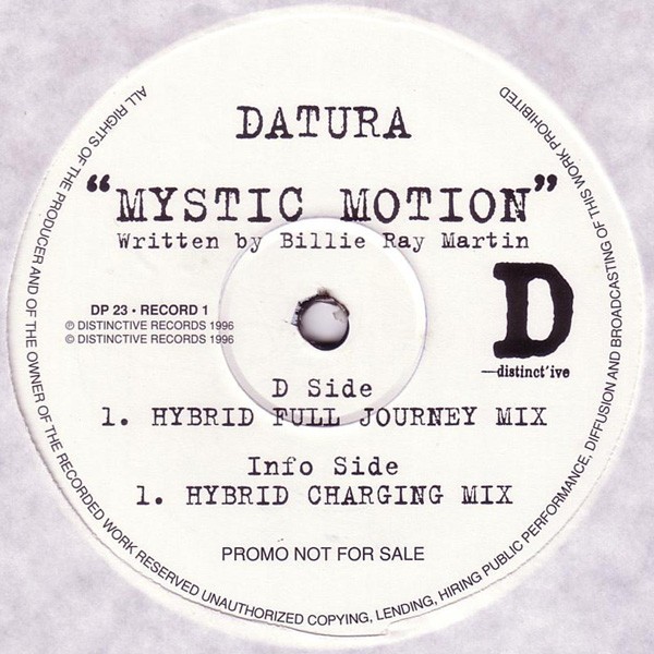 Datura - Mystic motion (Hybrid  / Atomic Fall Out  / BB Club mix / Love From San Francisco Mixes) 12" Vinyl Doublepack