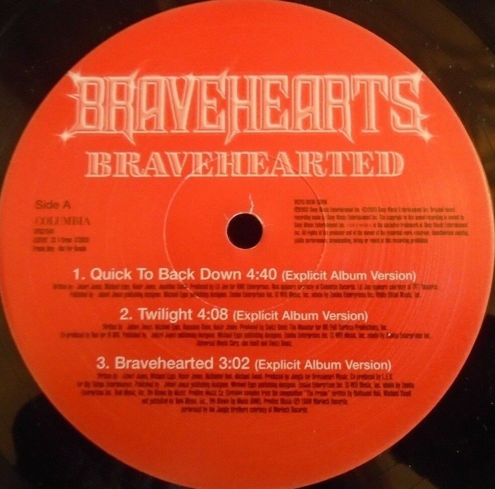 Bravehearts - 6 Track Explicit LP Sampler feat Quick to back down / Twilight / Bravehearted (12" Vinyl Record)