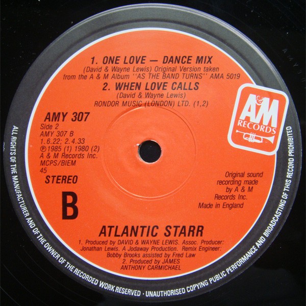 Atlantic Starr - When love calls / Secret lovers / One love (6.22 Dance mix) 12" Vinyl Record
