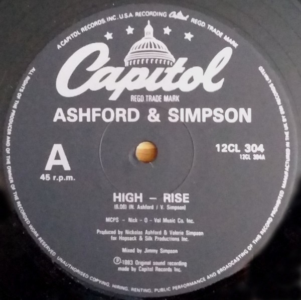 Ashford And Simpson - High rise (Extended Jimmy Simpson mix / M&M Instrumental) 12" Vinyl Record