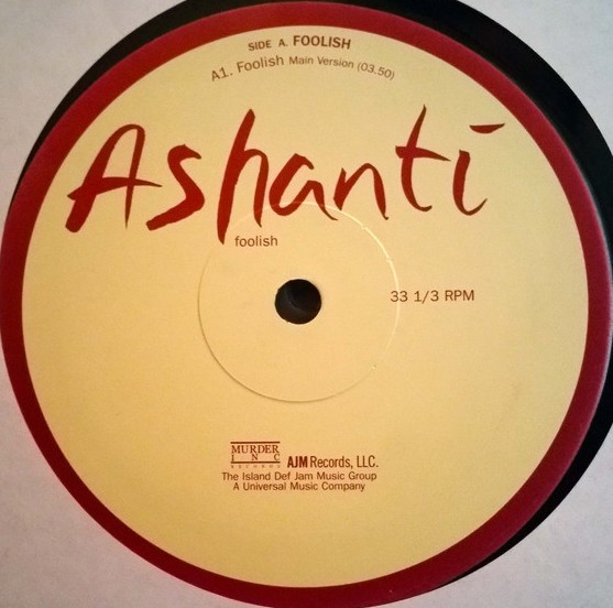 Ashanti - Foolish (Main Version / Clean Version / Instrumental) 12" Vinyl Record Promo