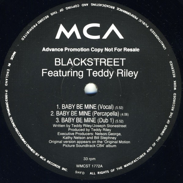 Blackstreet - Baby Be Mine (Vocal mix / Percapella / Dub 1 / Instrumental / Bonus beats / Acappella) 12" Vinyl Record