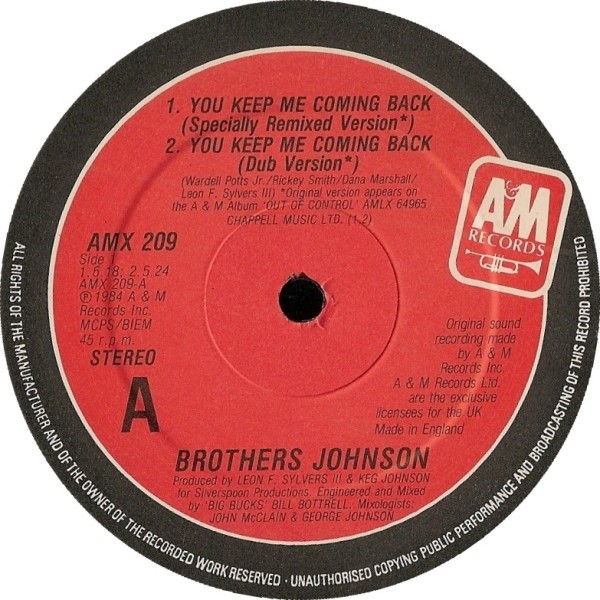 Brothers Johnson - You keep me coming back (Special Remix / Dub) / Deceiver (Previously Unreleased) / Tokyo (12" Vinyl Record)