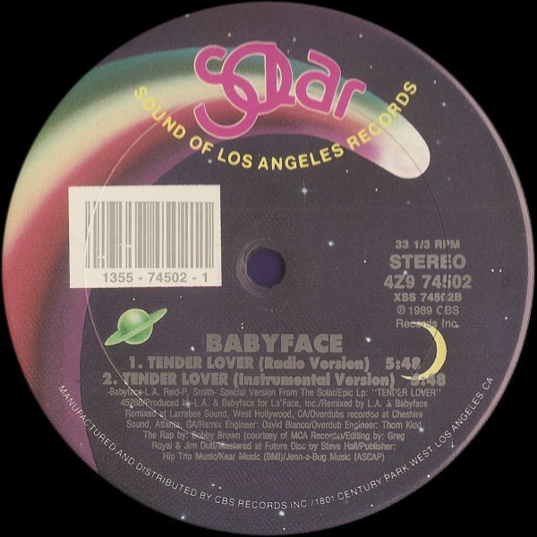 Babyface - Tender lover (Extended mix / Radio Version / Instrumental) 12" Vinyl Record