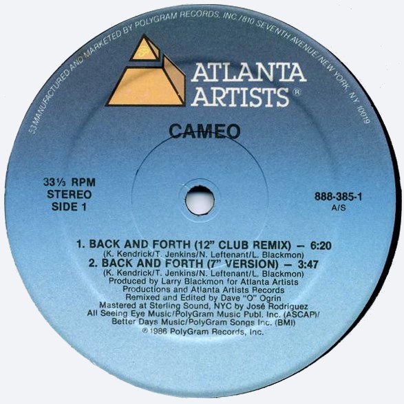 Cameo - Back and forth (12inch Remix / 7inch Version / Dub Version) / You can have the world