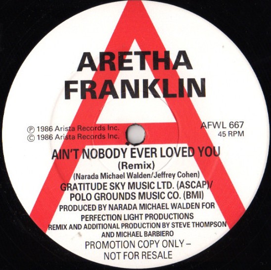 Aretha Franklin - Aint nobody ever loved you (Remix / Percappella) 12" Vinyl Record Promo