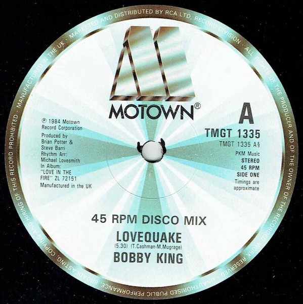 Bobby King - Lovequake (Long Version) / Fall in love (12" Vinyl Record)