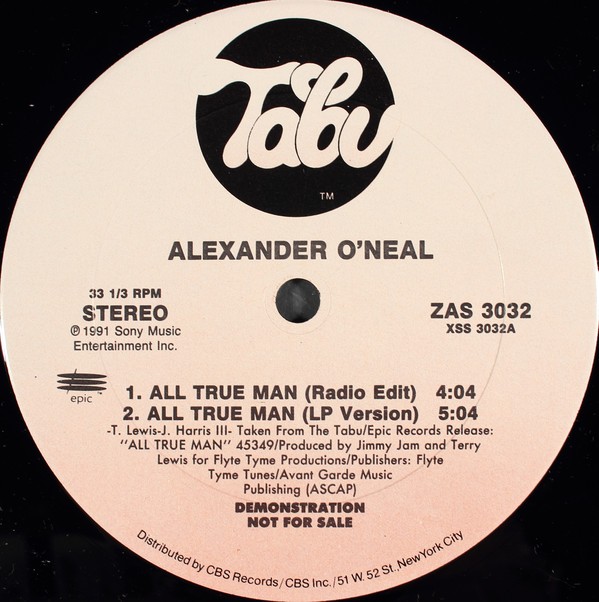 Alexander ONeal - All true man (LP Version / Instrumental / Radio Edit) 12" Vinyl Record Promo