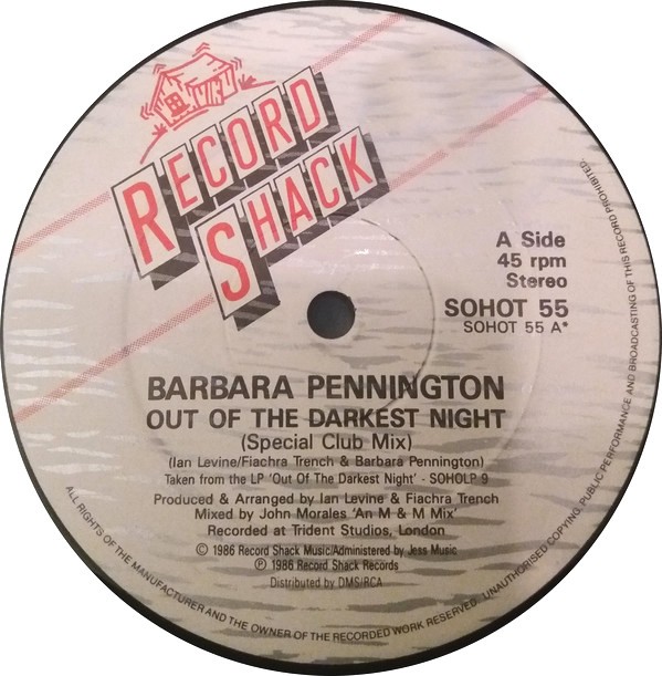 Barbara Pennington - Out of the darkest night (Special Club mix / Instrumental Dub) 12" Vinyl Record