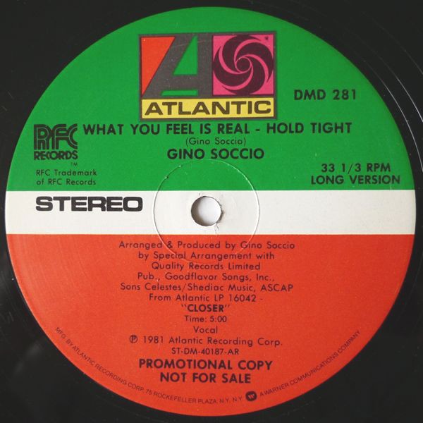 Gino Soccio - What you feel is real (hold tight) Long Version / Short Version (Unreleased 12" Vinyl Record)
