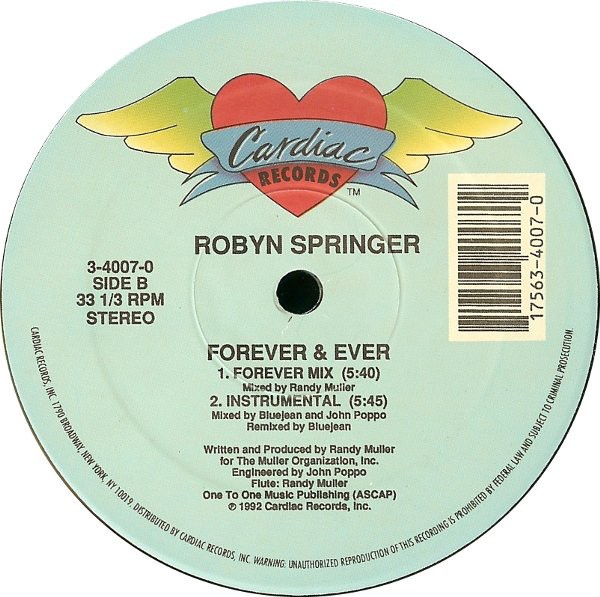 Robyn Springer - Forever & ever (Club mix / Raw mix / Forever mix / Instrumental) 12" Vinyl Record