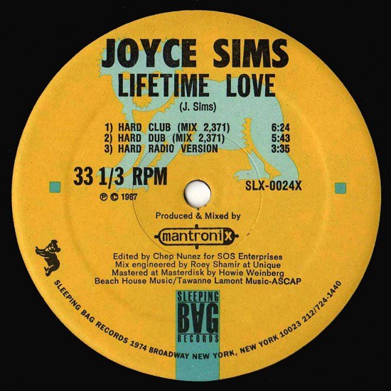 Joyce Sims - Lifetime love (Hard Club / Hard Dub / Hard Radio / Soft Club / Soft Radio / Hard Dub 2) 12" Vinyl Record