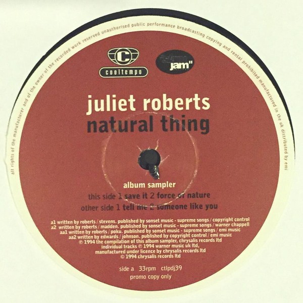 Juliet Roberts - Natural thing LP Sampler feat Save it / Force of nature / Tell me / Someone like you (12" Vinyl Sampler Promo)