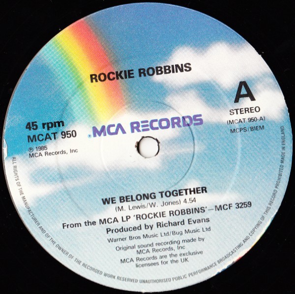Rockie Robbins - We belong together / Work for love (M&M Mix) 12" Vinyl Record