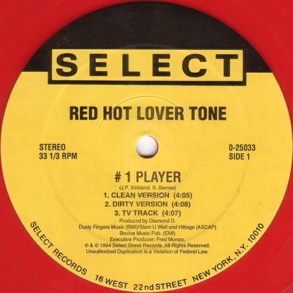 Red Hot Lover Tone - 1 player (3 mixes) / 98 (2 mixes) 12" Vinyl Record