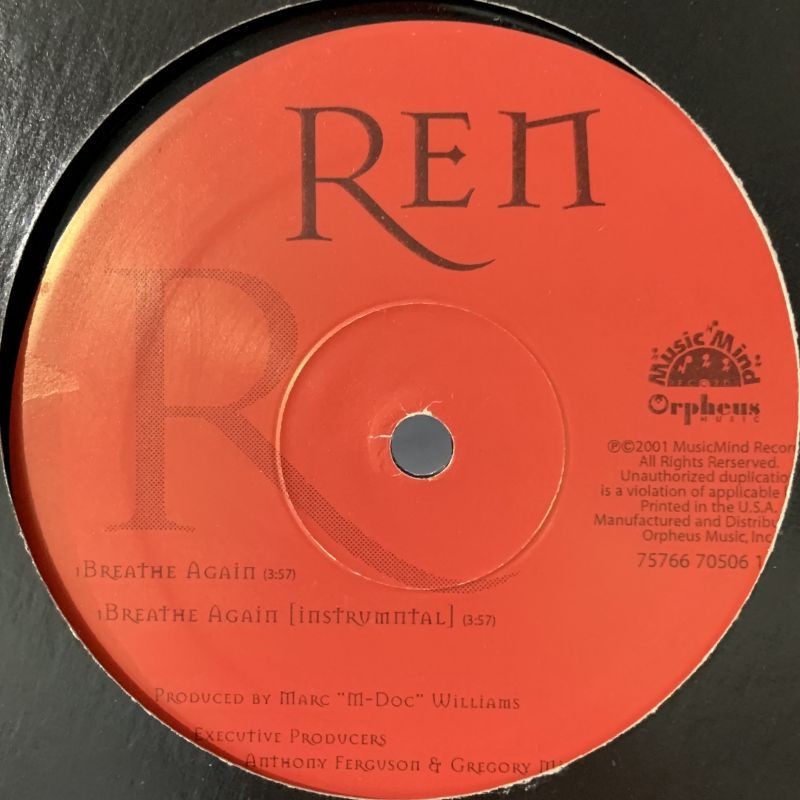 Ren - Breathe again (Vocal mix / Instrumental) 12" Vinyl Record Promo