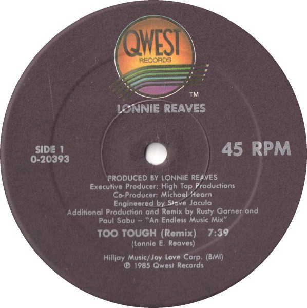 Lonnie Reaves - Too tough (Remix / Instrumental) 12" Vinyl Record