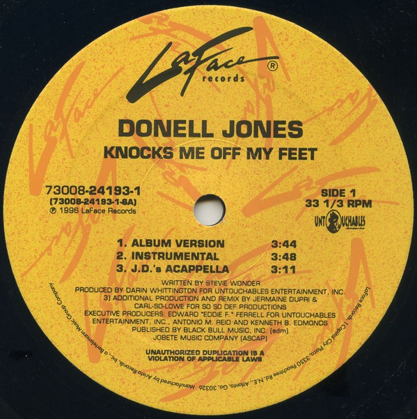 Donell Jones - Knocks me off my feet (LP Version / JDs Acappella / Inst) / You should know (LP Version / Acappella / Inst)