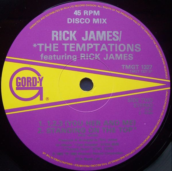 Rick James - Standing on the top (Long Version) / Ebony eyes (Disco mix) / 1,2,3 (You her and me) 12" Vinyl