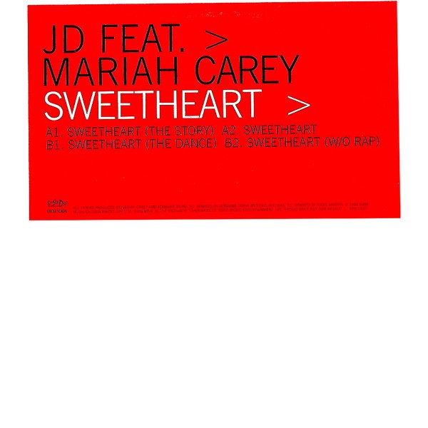 JD feat Mariah Carey - Sweetheart  (Original / The Story / The Dance / No Rap) 12" Vinyl Promo