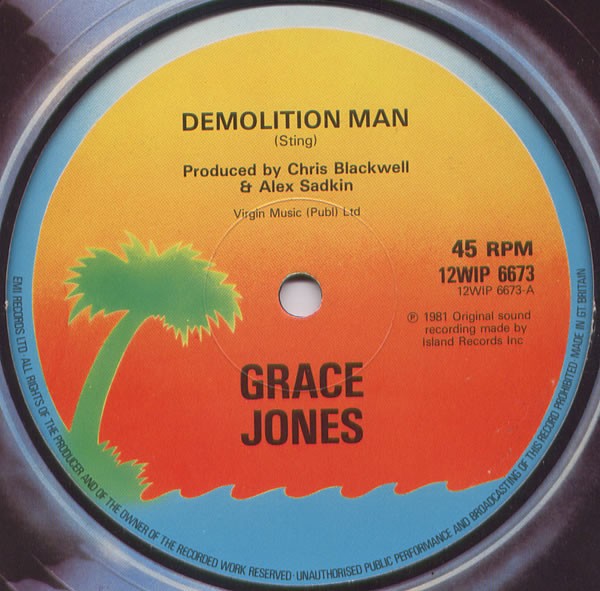 Grace Jones - Demolition Man (Extended Version) Bull Shit (12" Vinyl Record)