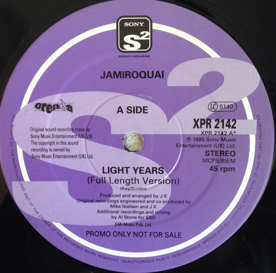 Jamiroquai - Light years / Journey to arnhemland (live) / Light years (live) 12" Vinyl Promo