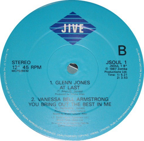 Glenn Jones - At Last plus cuts by Vanessa Bell Armstrong / Jonathan Butler / Ruby Turner (12" Vinyl)