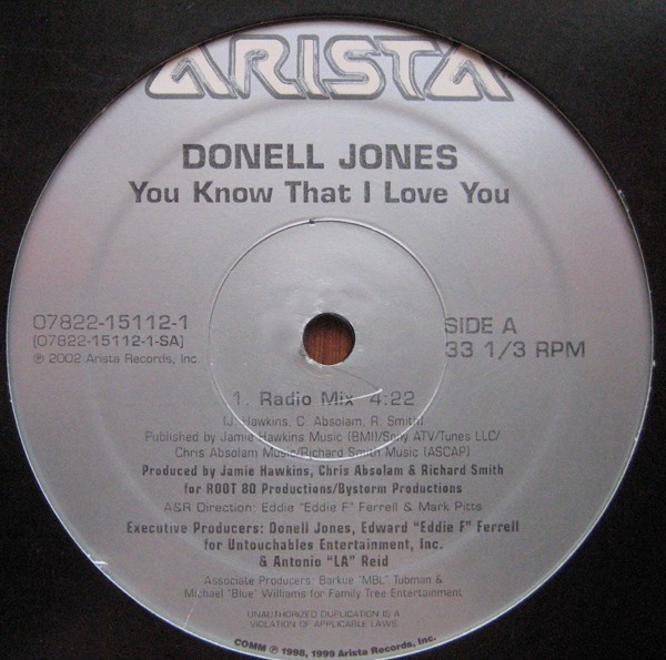 Donell Jones - You know that i love you (Radio mix / Instrumental / Acappella) 12" Vinyl Promo
