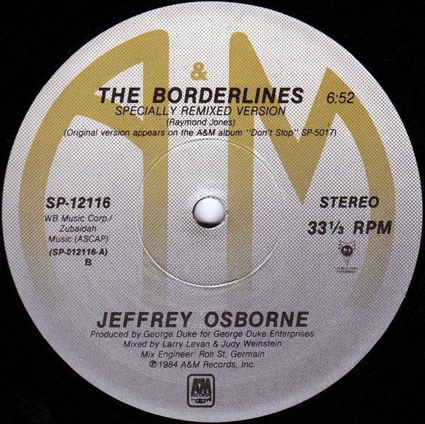 Jeffrey Osborne - The borderlines (Larry Levan Vocal & Dub remixes) 12" Vinyl Record