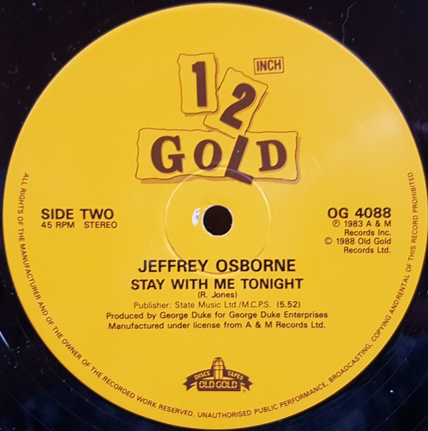 Jeffrey Osborne - Stay With Me Tonight / On The Wings Of Love  (12" Vinyl Record)