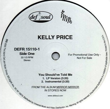 Kelly Price feat Methodman - You should've told me (2 mixes) / Like you do (3 mixes) 12" Vinyl Record Promo