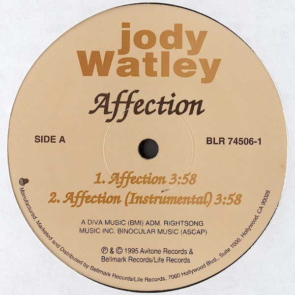 Jody Watley - Affection (Vocal Mix / Instrumental) 12" Vinyl Record
