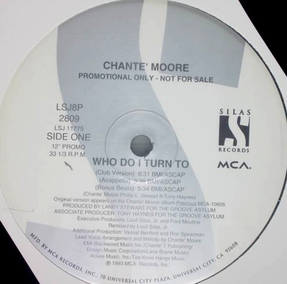 Chante Moore - Who do I turn to (Club Mix / Radio mix / Instrumental / Suite / Dub / Acappella / Bonus Beats) 12" Vinyl Promo