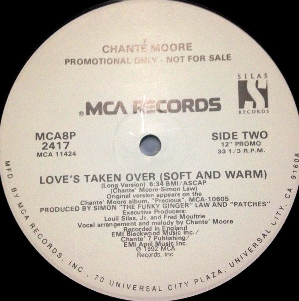 Chante Moore - Love's taken over (Soft & Warm) Long Version / Short Version (12" Vinyl Promo)