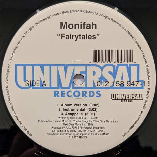 Monifah - Fairytales (LP Mix / Instrumental / Acappella) / Brown eyes (LP Mix / Instrumental / Acappella) 12" Vinyl Record
