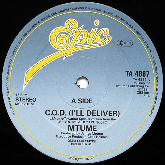 Mtume - C.O.D (I'LL Deliver) Full Length Version / Instrumental (12" Vinyl Record)