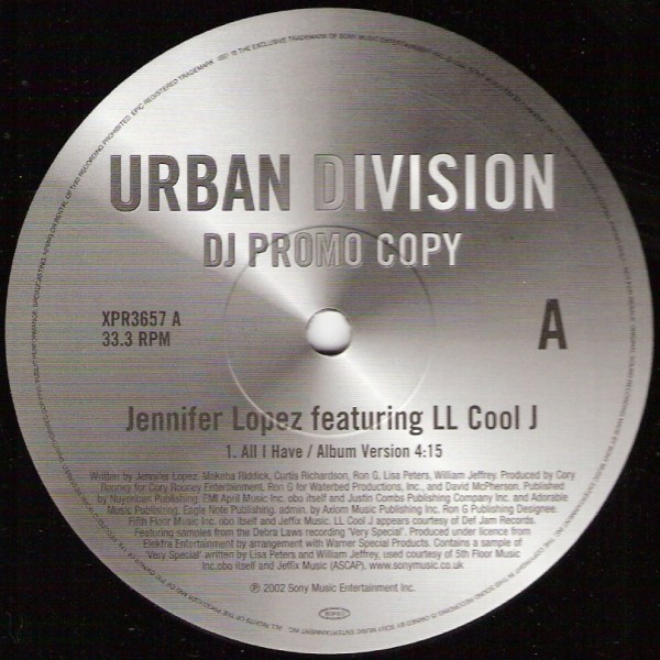 J Lo (Jennifer Lopez) featuring LL Cool J - All i have (LP Version / Instrumental / Acappella) Promo