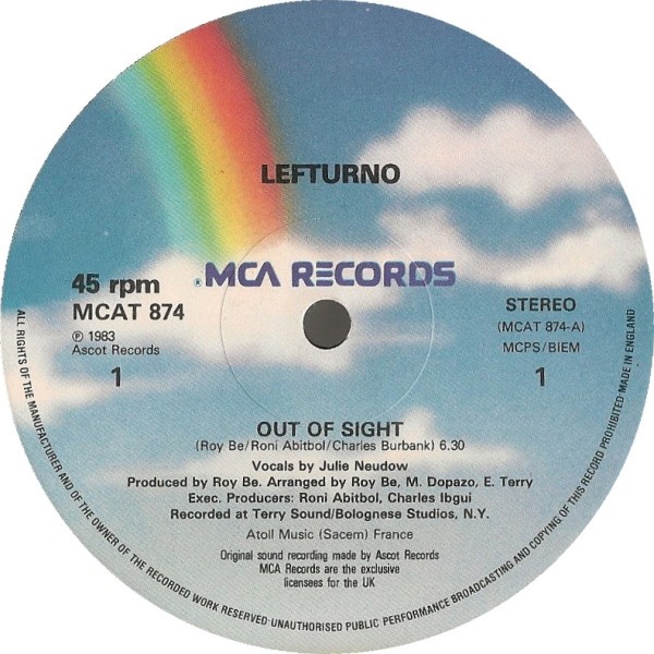 Lefturno - Out of sight (Extended Version / Instrumental) Vinyl Record