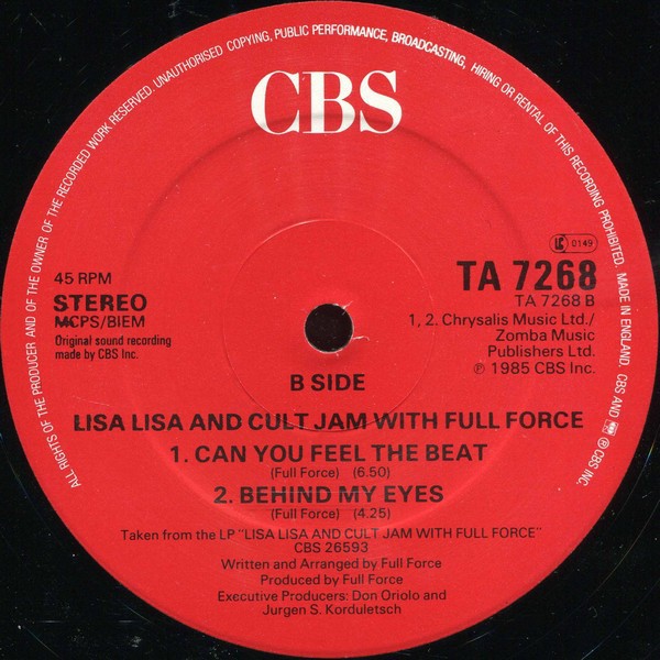 Lisa Lisa and Cult Jam with Full Force - Can you feel the beat (Long Version) / All cried out / Behind my eyes