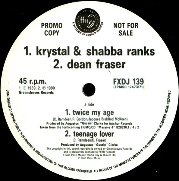 Shabba Ranks & Krystal - Twice my age (Original mix / Raw mix) / Teenage lover / First date (12" Vinyl Record)