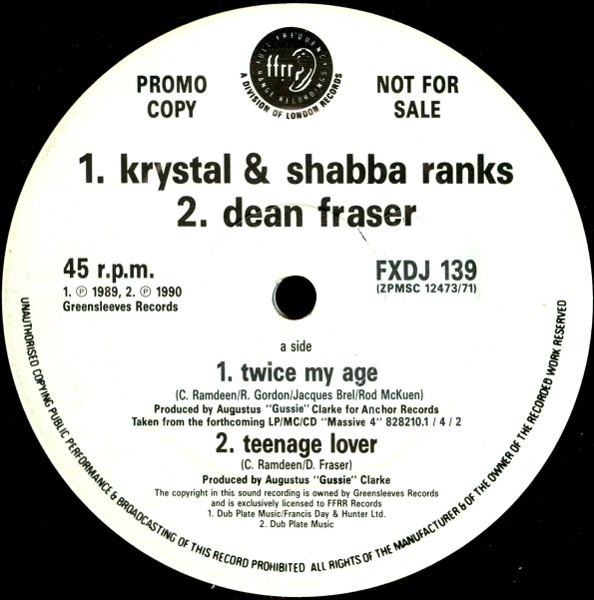 Shabba Ranks & Krystal - Twice my age (Original mix / Raw mix) / Teenage lover / First date (12" Vinyl Record)