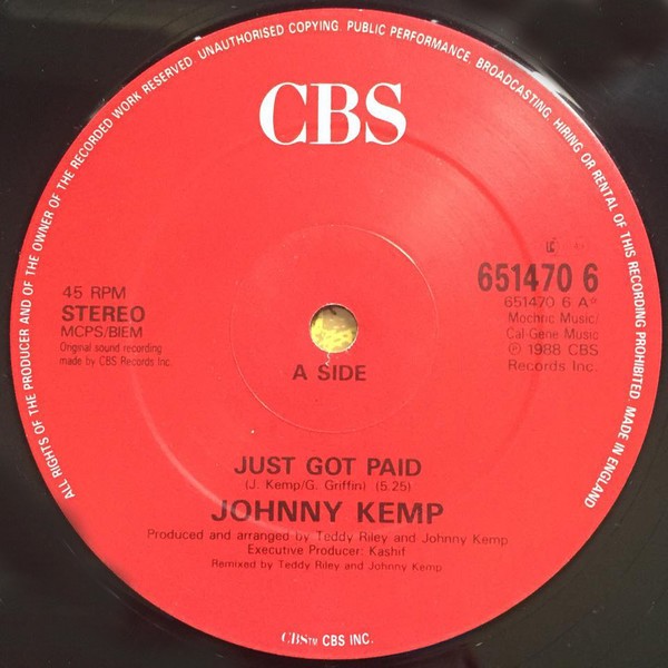 Johnny Kemp - Just got paid (Long Version / Dub / Instrumental) 12" Vinyl Record