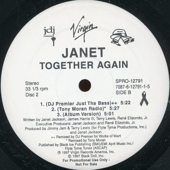 Janet Jackson - Together again (DJ Premier Mix / LP Version / Tony Moran Edit / Deep Club mix) Disc 2 of a DJ Doublepack