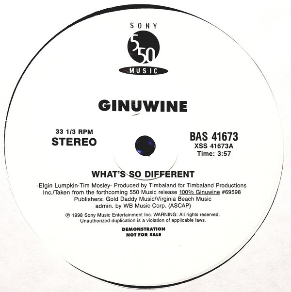Ginuwine - Whats so different (Original / Instrumental / Acapella) 12" Vinyl Promo