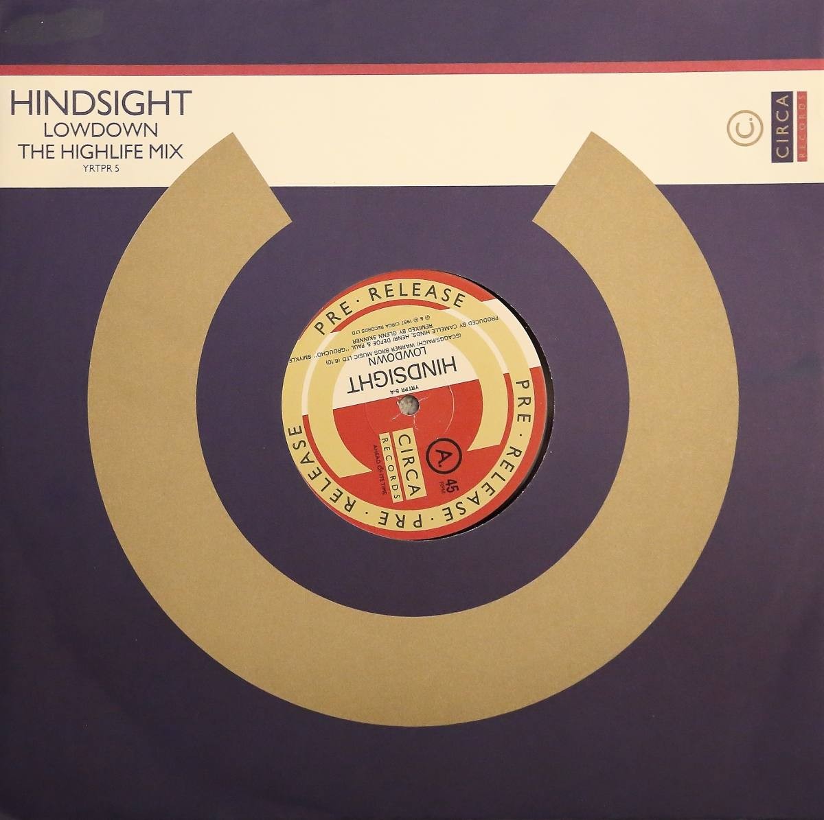 Hindsight - Lowdown (The Highlife Mix / Original Mix) 12" Vinyl Promo