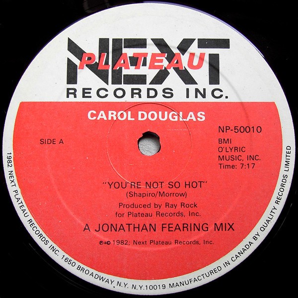 Carl Douglas - Youre not so hot (Jonathan Fearing 12" Mix / Instrumental) 12" Vinyl Record