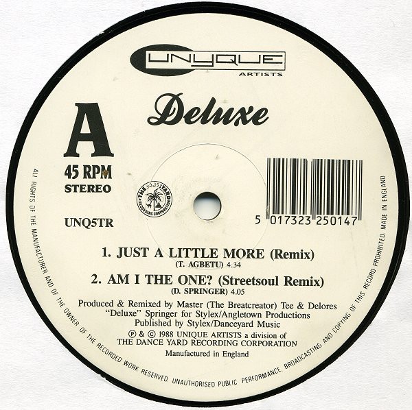 Deluxe - Just a little more (Remix) / Am i the one (Streetsoul Remix) / Life is just a melody (Streetjazz Remix / Jazzappella)